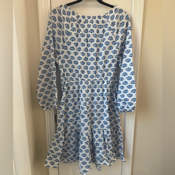 J. CREW Tiered Scoopneck Mini Dress Sailor Beach Cotton Fit & Flare Size 14 - Picture 2 of 5